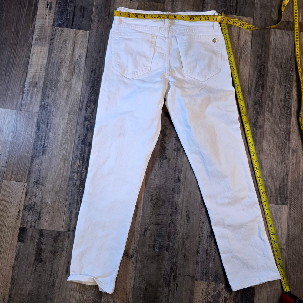Kate Spade New York White Straight Leg Denim Jeans Size 27 /4 Gold Broome Street - Picture 4 of 14